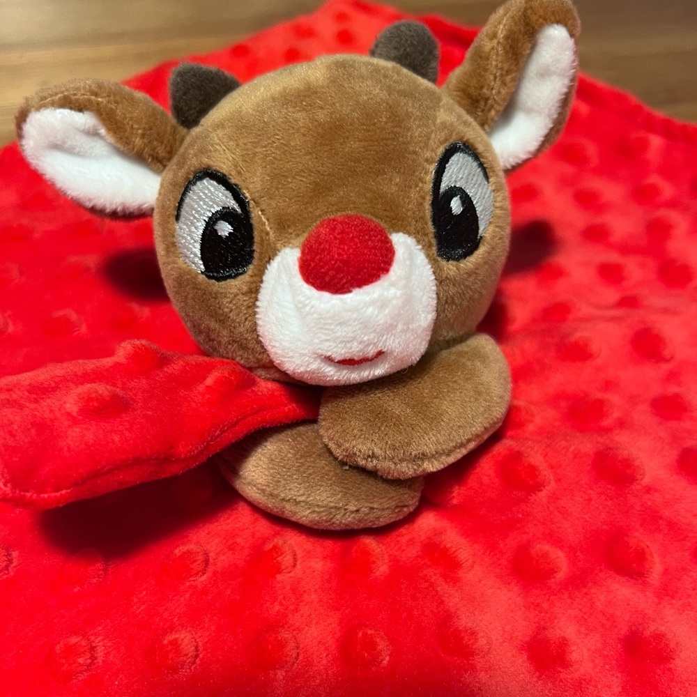 Rudolph Red Nosed Reindeer Lovey Rattle Security Blanket MY FIRST RUDOLPH 12x12